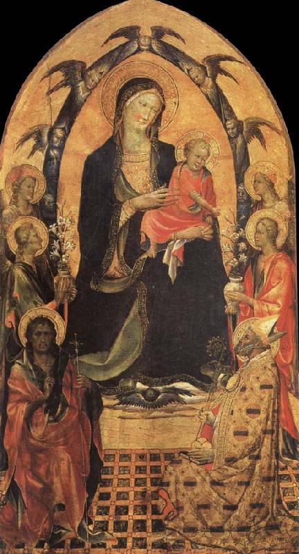 Gherardo Starnina The Madonna and the Nino with San Juan the Baptist, San Nicolas and four angeles oil painting image